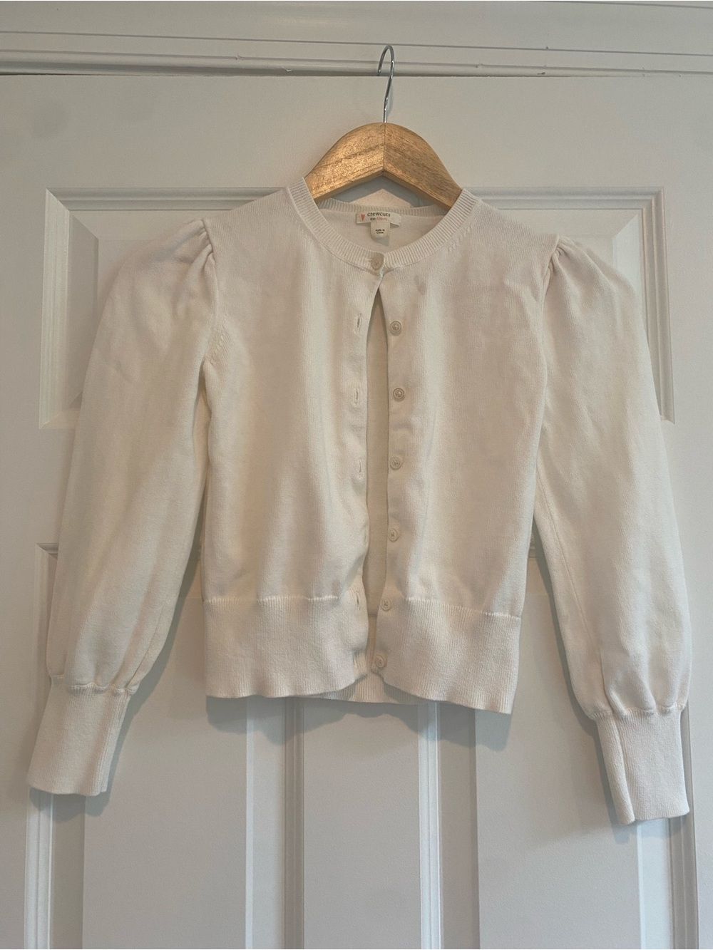 Crewcuts Girls Cream Puff-Sleeve Cardigan, Sz 10-11